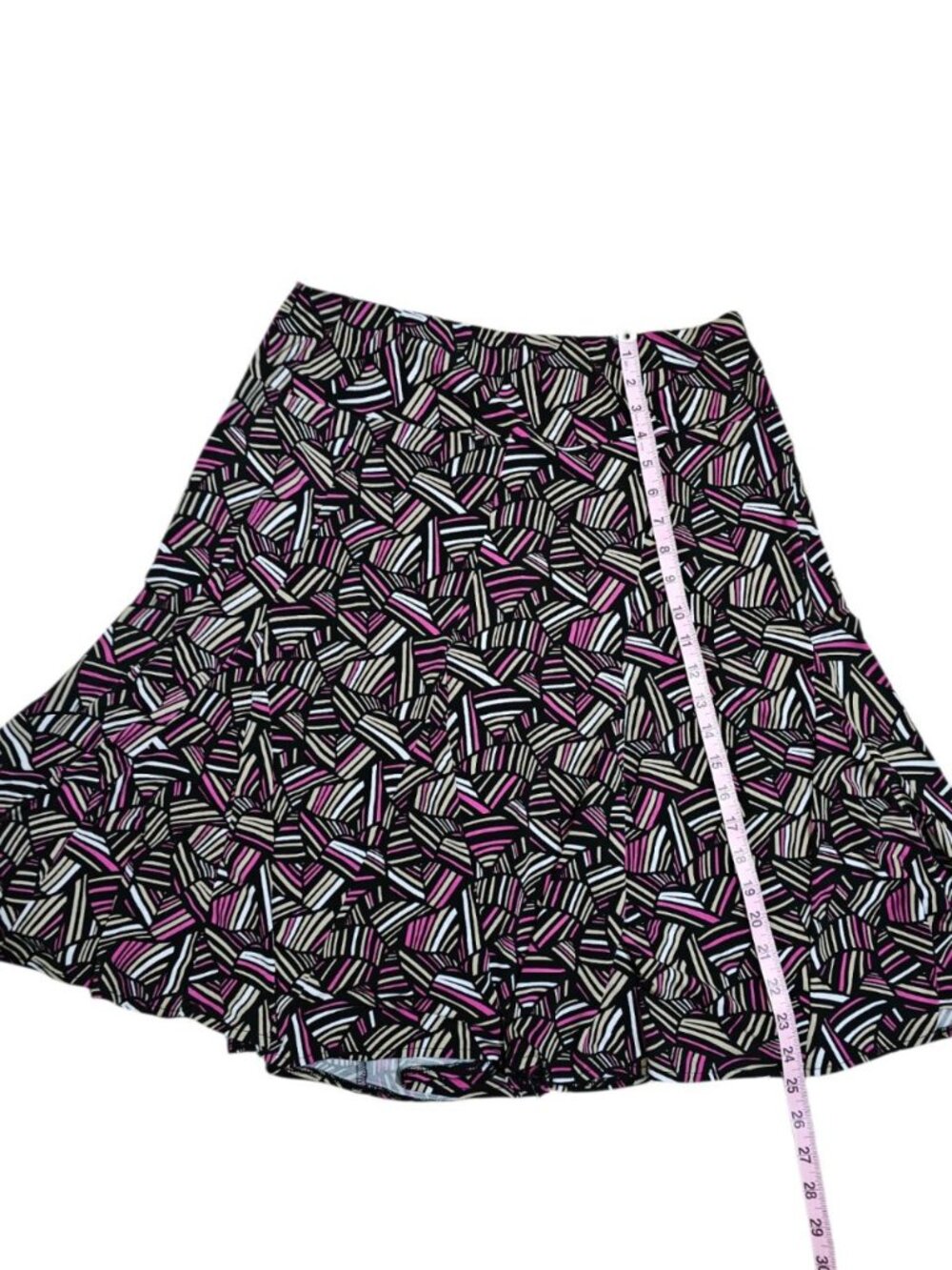 East 5th Women's L Geometric Print A-Line Skirt Black Pink White Vintage Retro - Picture 4 of 6